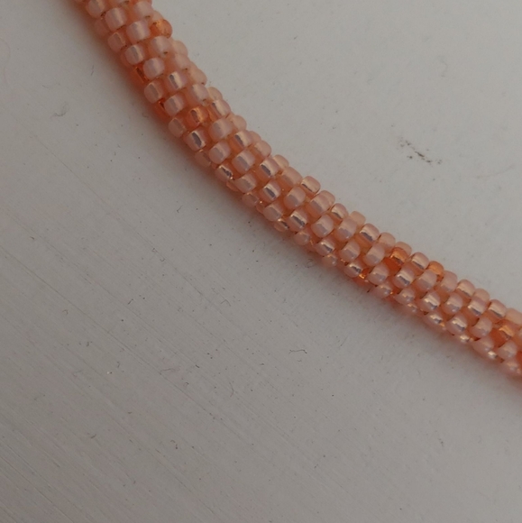 Handmade Beaded Choker- Peach Parfait 15 1/2 in. - Picture 4 of 5